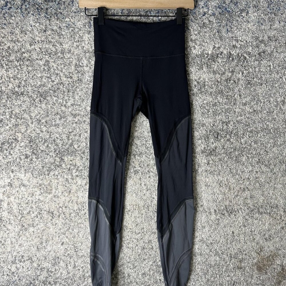 Lululemon Pants Womens 2 Black Gray Colorblock Leggings Yoga Running Athletic